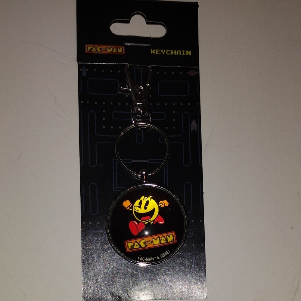 Pac-Man Keychain with Yellow and Red Design